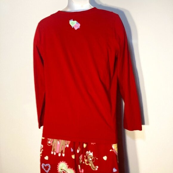 Nick & Nora SZ L Valentines Pajama Set Sock Love Monkey Lounge Comfy - Picture 2 of 8